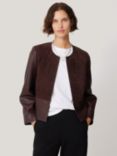 Jigsaw Nakoa Leather Jacket, Burgundy