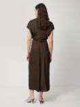 Jigsaw Satin Crepe Midi Dress, Brown