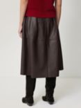 Jigsaw Pleated Leather Skirt, Brown