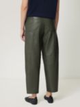 Jigsaw Leather Barrel Leg Trousers, Green