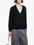 SISLEY Side Slit V-Neck Cardigan, Black