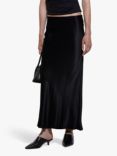 SISLEY Satin Maxi Skirt, Black