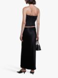 SISLEY Satin Maxi Skirt, Black