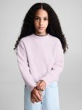 Mango Kids' Sophie Ribbed Crop Jumper, Pastel Pink