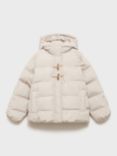 Mango Kids' Angy Hooded Puffer Jacket, Pastel Grey