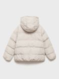 Mango Kids' Angy Hooded Puffer Jacket, Pastel Grey