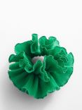 Mango Peony Pleated Flower Scrunchie, Green