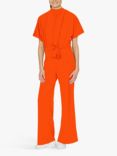 Sisters Point Girl Short Sleeve Jumpsuit, Orange