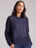 Cape Cove Waffle Boxy Wool Blend Jumper, Navy