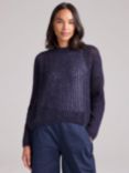 Cape Cove Waffle Boxy Wool Blend Jumper, Navy