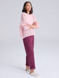 Cape Cove Waffle Boxy Wool Blend Jumper, Pink