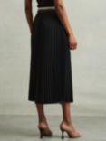 Reiss Iris Pleated Midi Skirt, Black