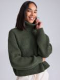 Cape Cove Mari Merino Wool Roll Neck Jumper, Khaki