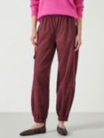 HUSH Ava Washed Cargo Trousers, Burgundy