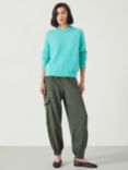 HUSH Ava Washed Cargo Trousers, Ivy Green