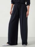 HUSH Prisha Wide Leg Pinstripe Trousers, Washed Black