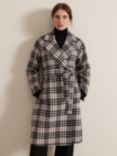 Phase Eight Petite Cassie Check Wool Blend Coat, Black/Ivory