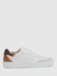 Reiss Amanda Leather Trainers, White/Brown