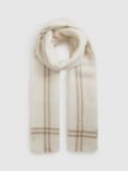 Reiss Liana Wool Cashmere Blend Chequered Scarf, Cream