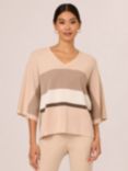 Adrianna Papell V-Neck Colour Block Stripe Jumper, Champagne/Blush