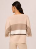 Adrianna Papell V-Neck Colour Block Stripe Jumper, Champagne/Blush