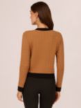 Adrianna Papell Contrast Cable Cardigan, Camel/Black