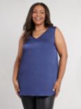 Live Unlimited Curve Satin V-Neck Top, Navy