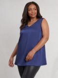 Live Unlimited Curve Satin V-Neck Top, Navy