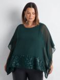 Live Unlimited Curve Chiffon Sequin Hem Top, Green