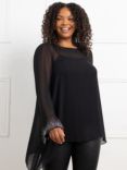 Live Unlimited Curve Asymmetric Sparkle Trim Top, Black