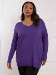 Live Unlimited Curve Relaxed V-Neck Jumper, Purple