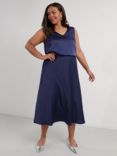 Live Unlimited Curve Satin Midi Skirt, Navy