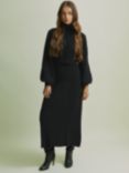 FLORERE Blouson Sleeve Wool Blend Dress, Black