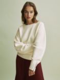 FLORERE Zip Sleeve Wool Blend Jumper, Vanilla