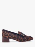 Moda in Pelle Coutance Leather Leopard Heeled Loafers, Brown/Multi