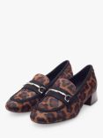 Moda in Pelle Coutance Leather Leopard Heeled Loafers, Brown/Multi