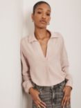 Mint Velvet Open Collar Throw On Shirt, Light Pink