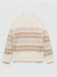 Mango Kids' Nordic Fair Isle Jumper, Natural White