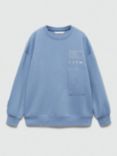 Mango Kids' Elements Oversized Sweatshirt, Medium Blue