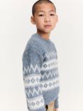 Mango Kids' Fair Isle Jumper, Medium Blue