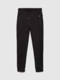 Mango Kids' Cotton Zip Jogger Trousers, Black