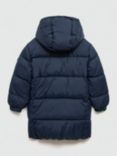 Mango Kids' Amerlong Long Puffer Coat, Navy