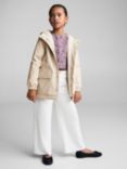 Mango Kids' Snow Faux Shearling Lined Coat, Light Beige