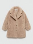 Mango Kids' Teddy Coat, Soft Brown