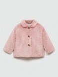 Mango Kids' Rossy Faux Fur Teddy Coat, Pink