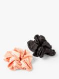 Bloom & Bay Rosie Bead Satin Hair Scrunchies, Pack of 2, Rose/Black