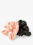 Bloom & Bay Rosie Bead Satin Hair Scrunchies, Pack of 2, Rose/Black