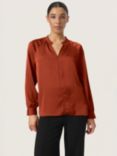 Soaked In Luxury Ioana V-Neck Blouse, Russet Brown