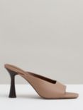 Reiss Justine Leather Heeled Mules, Blush