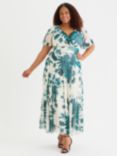 Scarlett & Jo Isabelle Floral Float Sleeve Maxi Dress, Cream/Teal